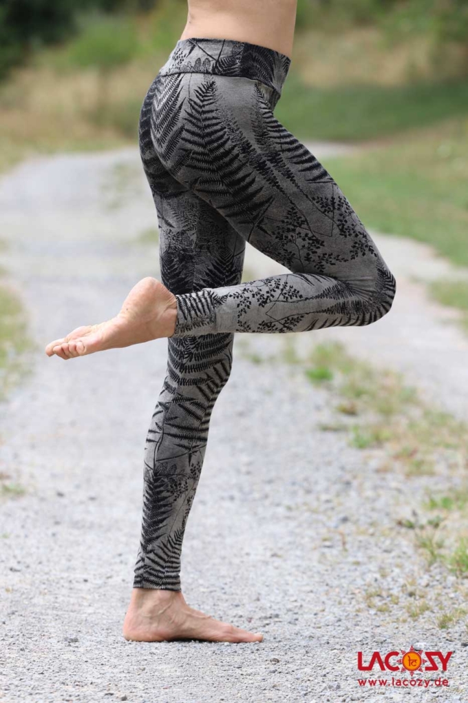 Siebdruck Leggins mit FARN Musterung | Schwarz Weiss – Bild 2