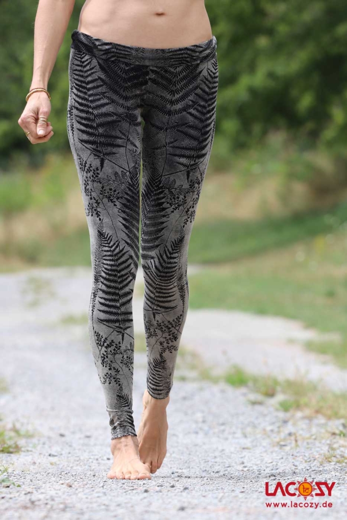Siebdruck Leggins mit FARN Musterung | Schwarz Weiss – Bild 5