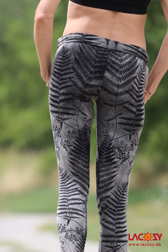 Siebdruck Leggins mit FARN Musterung | Schwarz Weiss – Bild 4