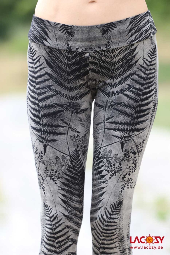 Siebdruck Leggins mit FARN Musterung | Schwarz Weiss – Bild 6