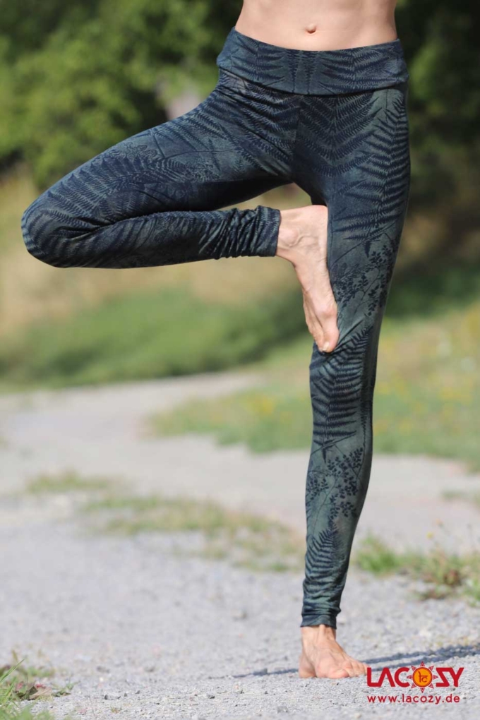 Siebdruck Leggins mit FARN Motiv | Petrol – Bild 3