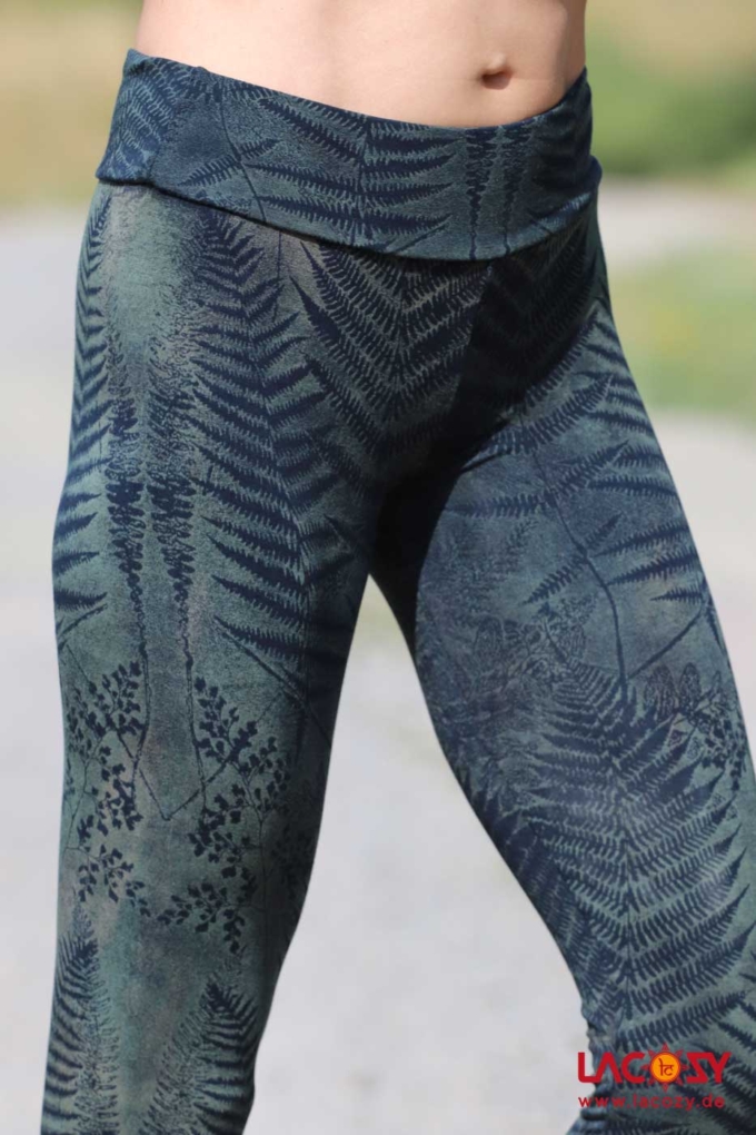 Siebdruck Leggins mit FARN Motiv | Petrol – Bild 5