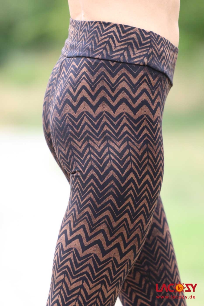 Siebdruck Leggins ZIGZAG | Schwarz-Braun – Bild 2