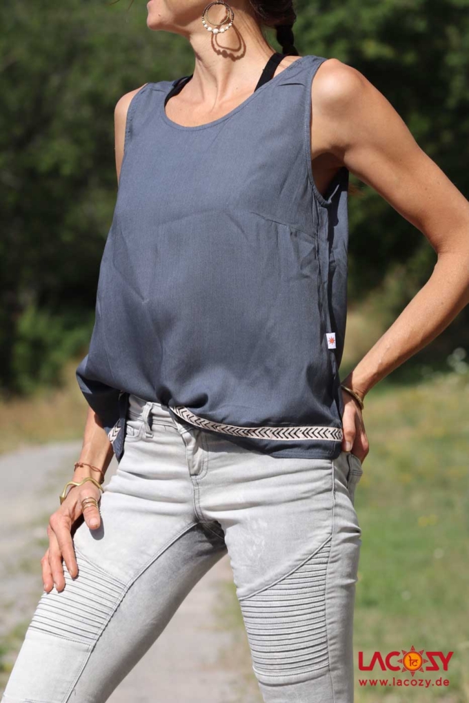 Boho Top LALI Grau – Bild 3