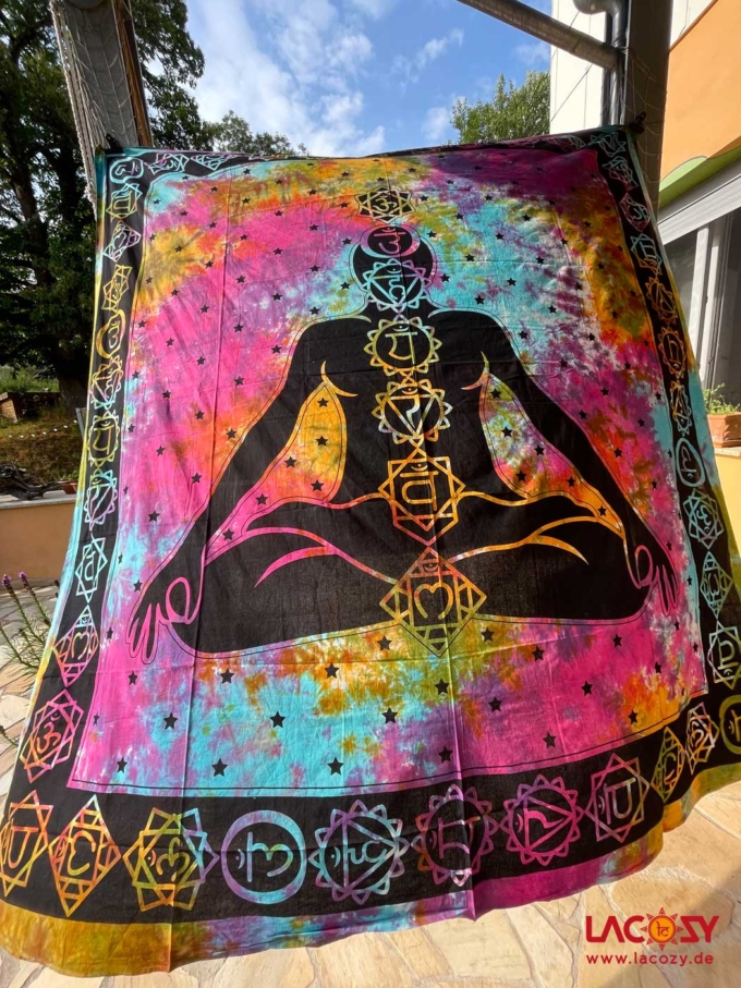 Wandbehang | Betttuch 7 CHAKRA BUDDHA 2,20 x 2,20m – Bild 4