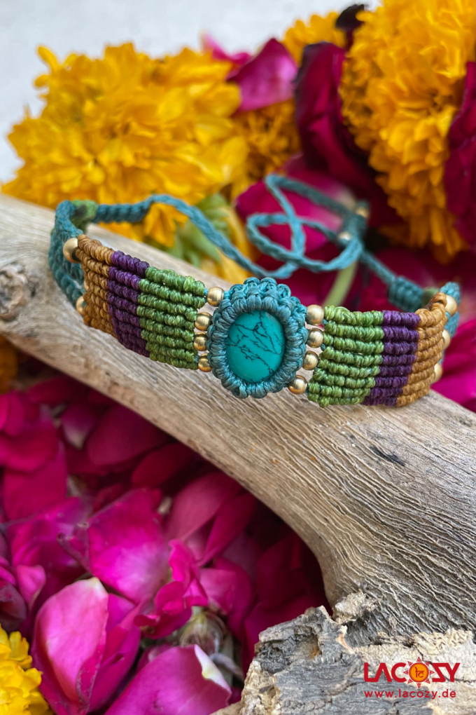 Makramee Armband SUMMER TURQUOISE – Bild 3