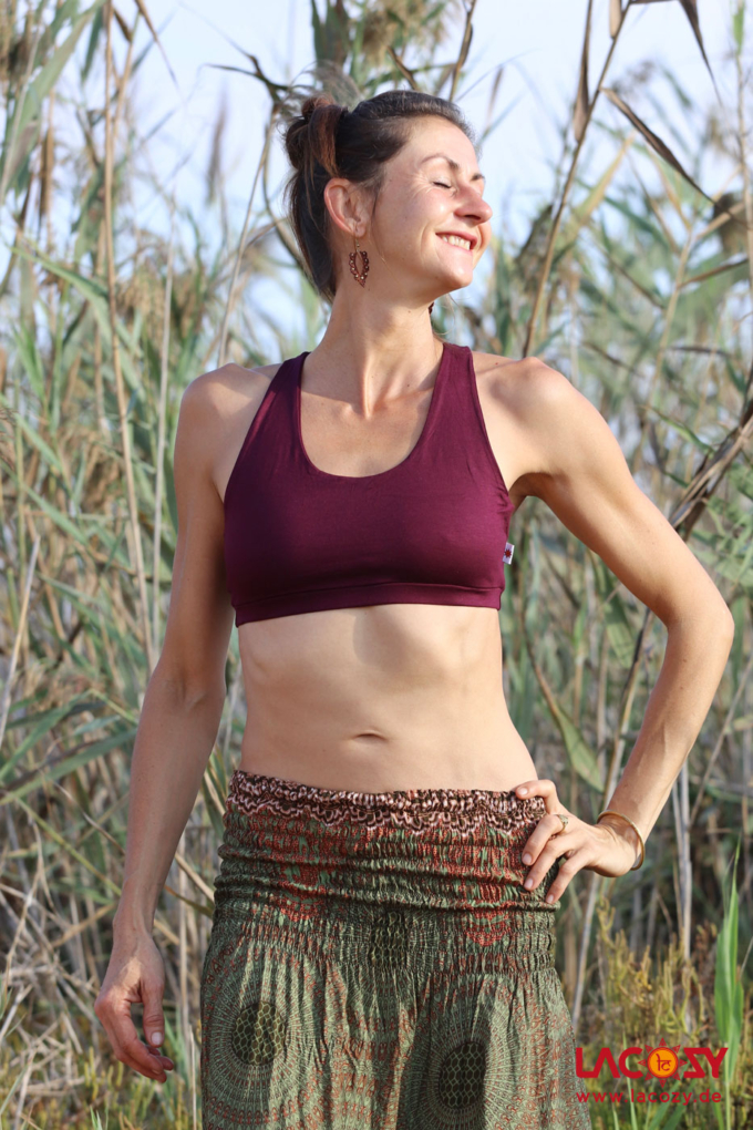 Yoga Bustier Top DIAMONDS / Aubergine – Bild 2