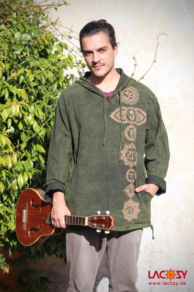 Hoodie 7 CHAKRA / Stonewash Green