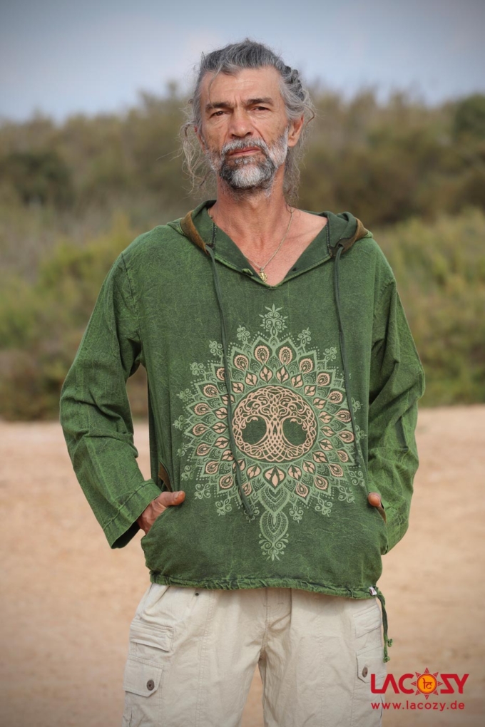 Hoodie TREE OF LIFE / Stonewash Green