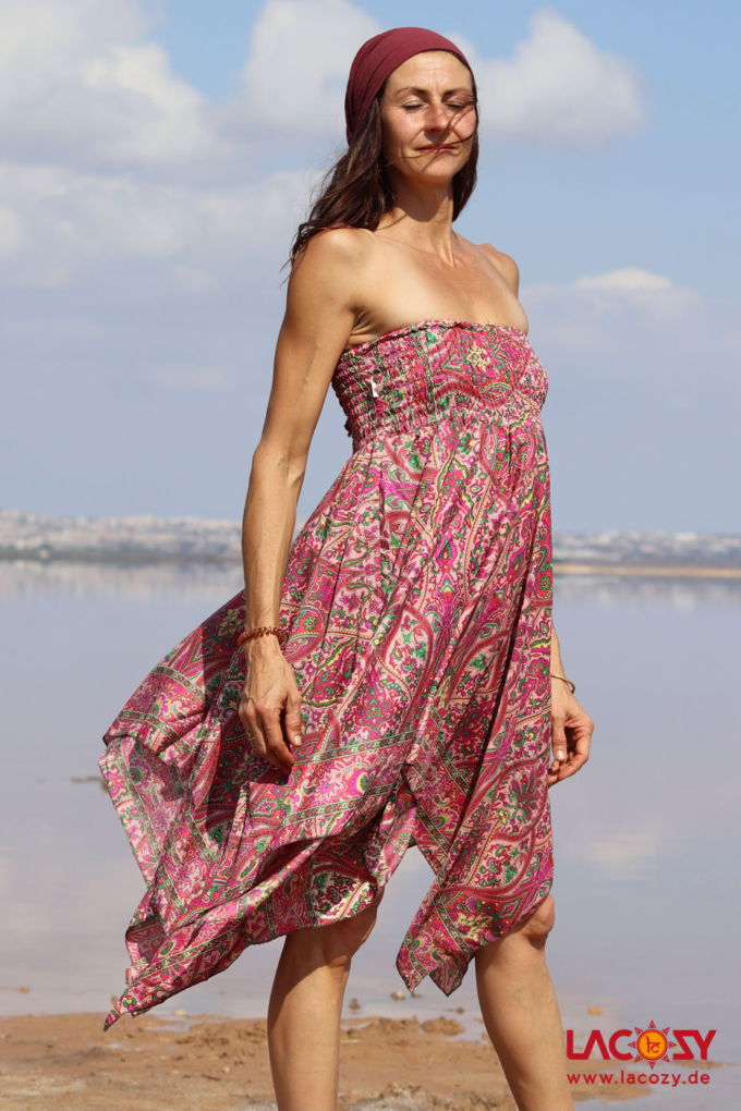 Elfenkleid Zipfelrock ELYA / Pink Gruen – Bild 2