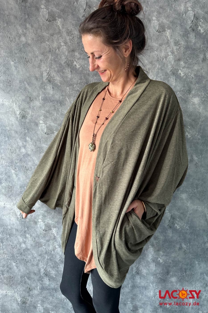 Oversize Cardigan | Kimono ZOE | Khaki – Bild 2