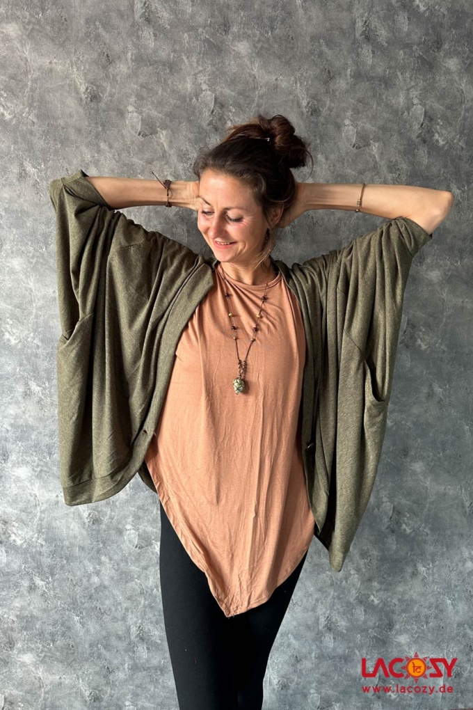 Oversize Cardigan | Kimono ZOE | Khaki – Bild 5