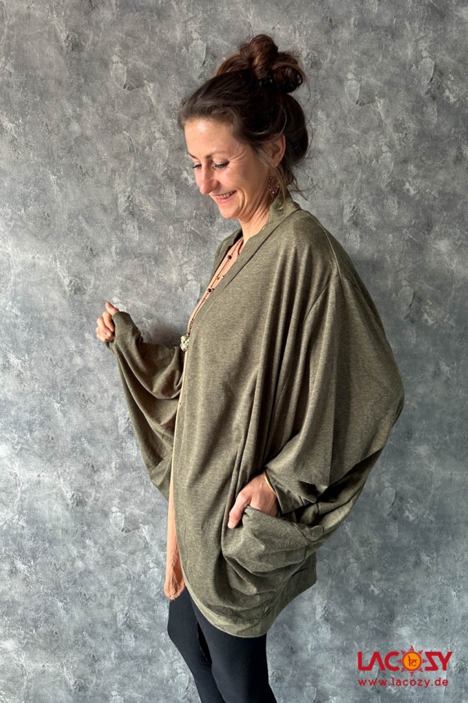 Oversize Cardigan | Kimono ZOE | Khaki – Bild 6