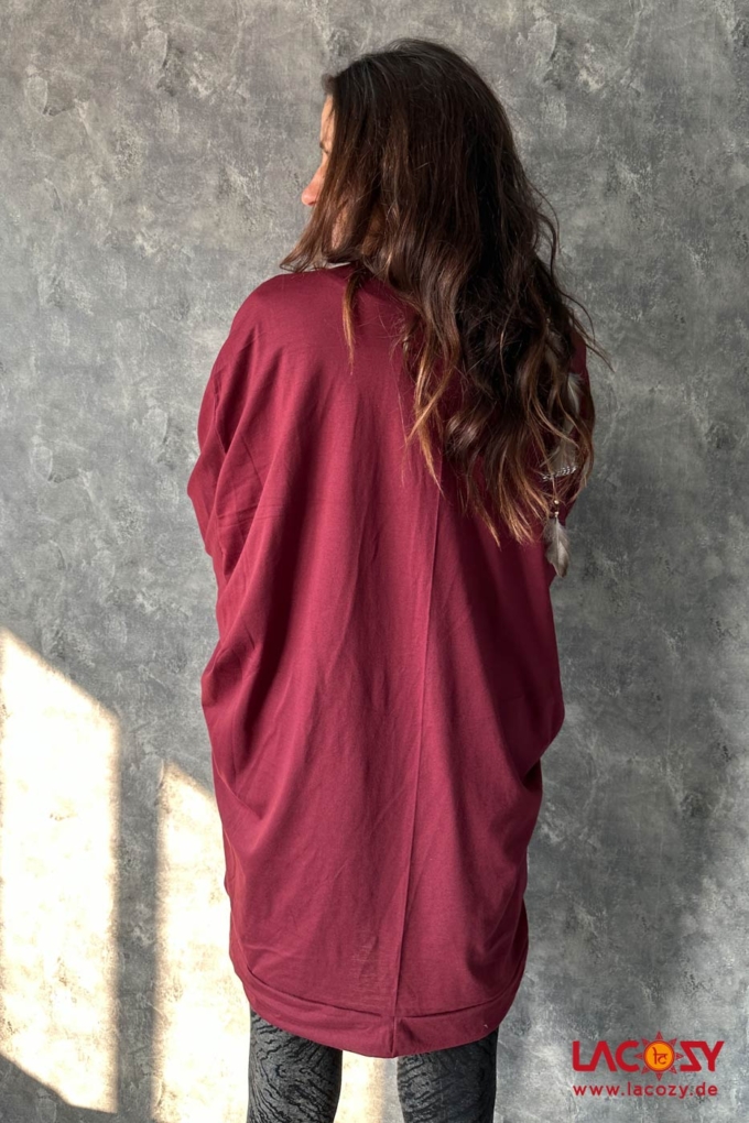 Oversize Cardigan | Kimono ZOE | Bordeaux – Bild 3