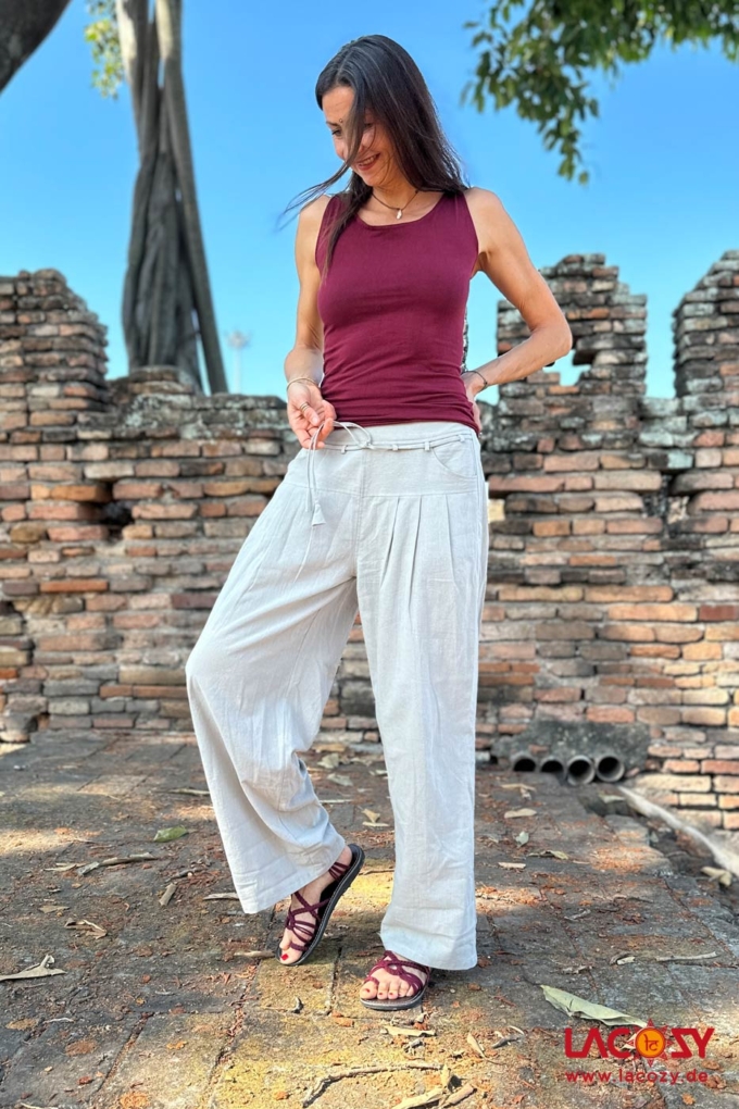 Legere Hose JHALE aus Baumwolle | Beige-Grau – Bild 2