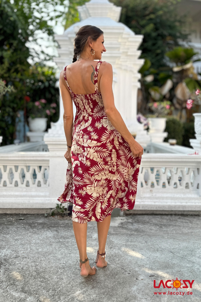 Sommerkleid EXOTIC GARDEN | Rot-Beige – Bild 2