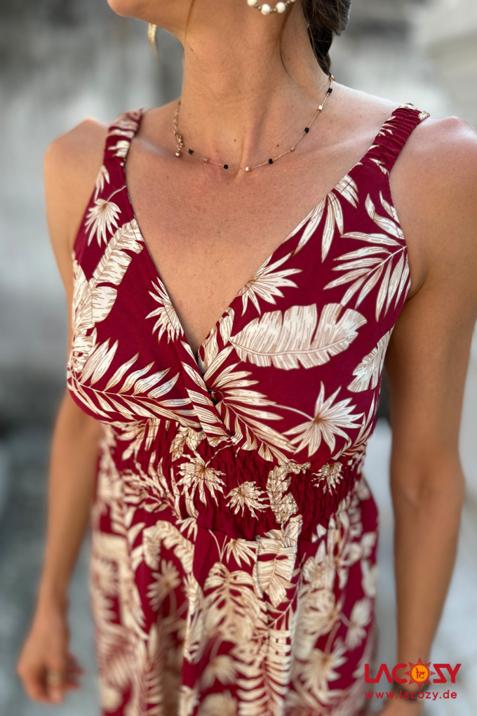 Sommerkleid EXOTIC GARDEN | Rot-Beige – Bild 5