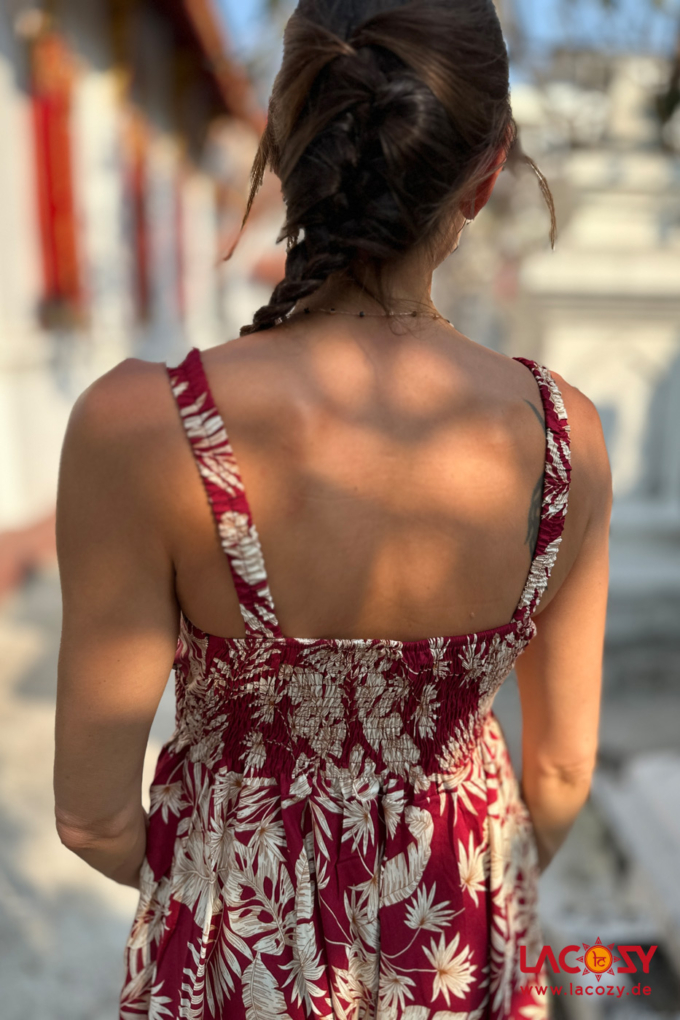 Sommerkleid EXOTIC GARDEN | Rot-Beige – Bild 6