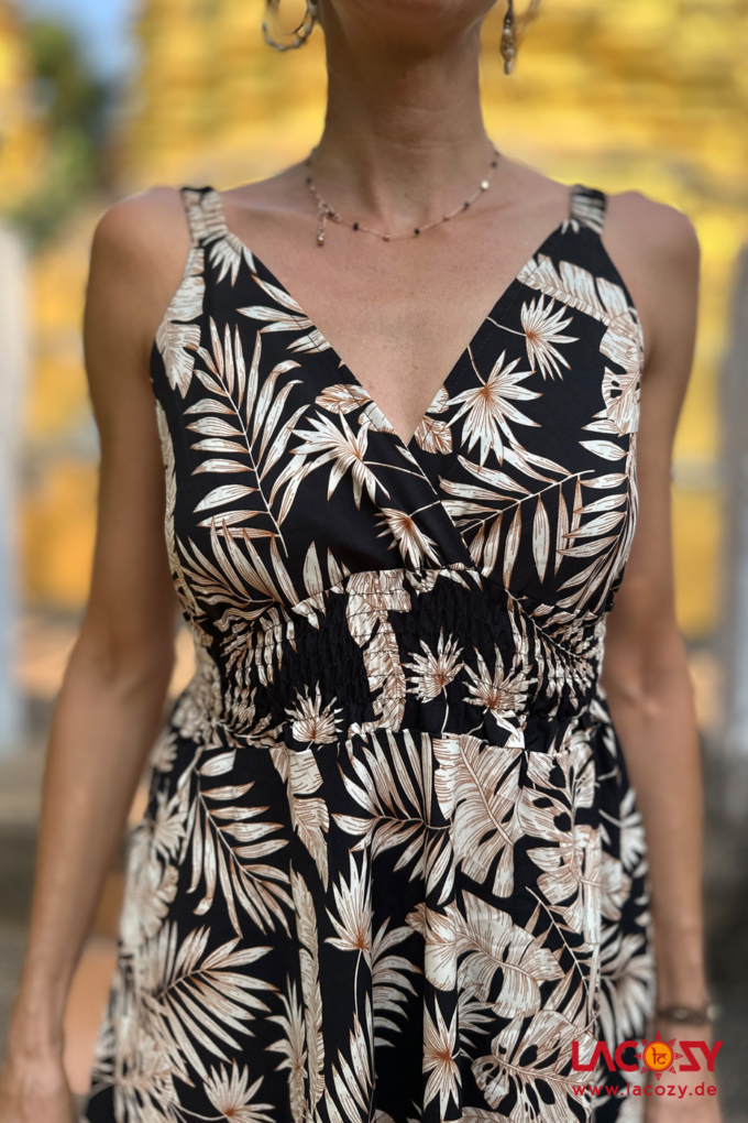 Sommerkleid EXOTIC GARDEN | Schwarz-Beige – Bild 6