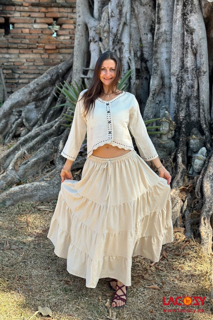Boho Maxirock Stufenrock DEVI | Natur – Bild 2