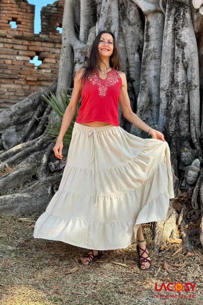 Boho Maxirock Stufenrock DEVI | Natur – Bild 5