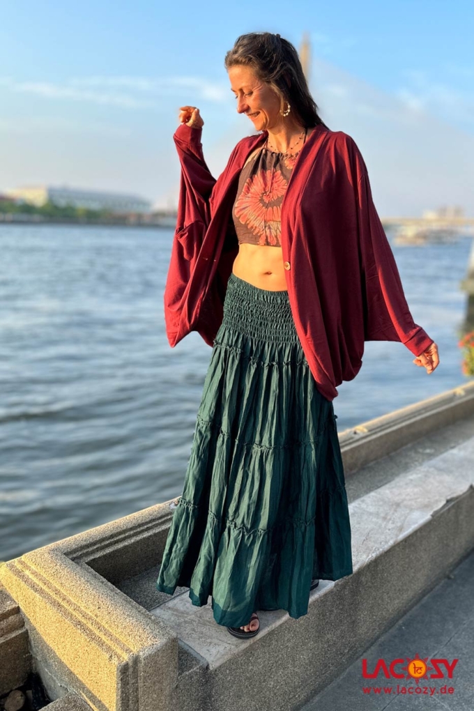 Langer Boho Stufenrock LIANA | Blaugrün – Bild 2