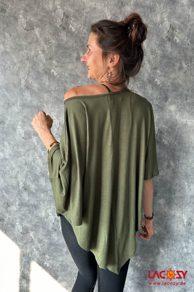 Leichtes Poncho Shirt YARA | Khaki – Bild 2