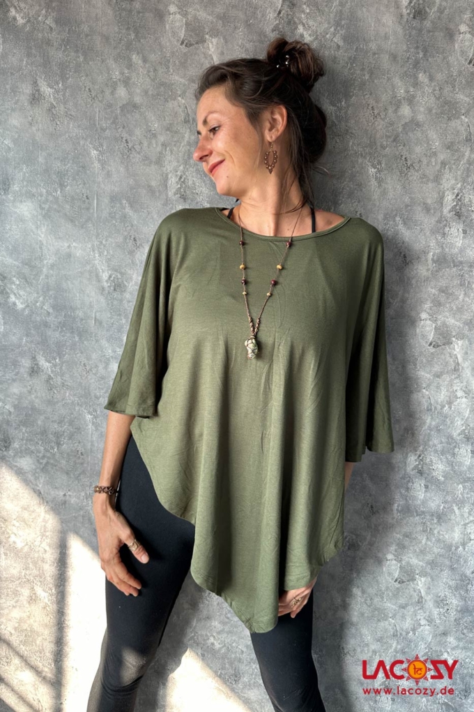 Leichtes Poncho Shirt YARA | Khaki – Bild 4