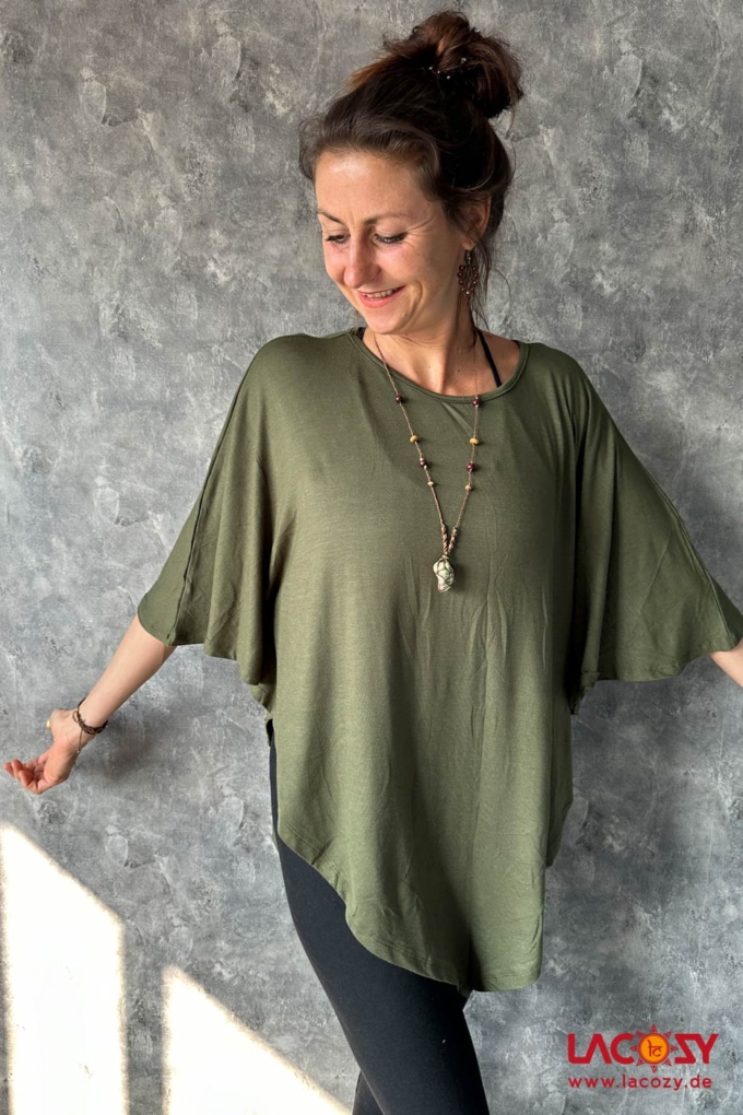 Leichtes Poncho Shirt YARA | Khaki – Bild 5