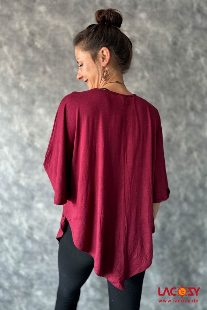 Leichtes Poncho Shirt YARA | Weinrot – Bild 2