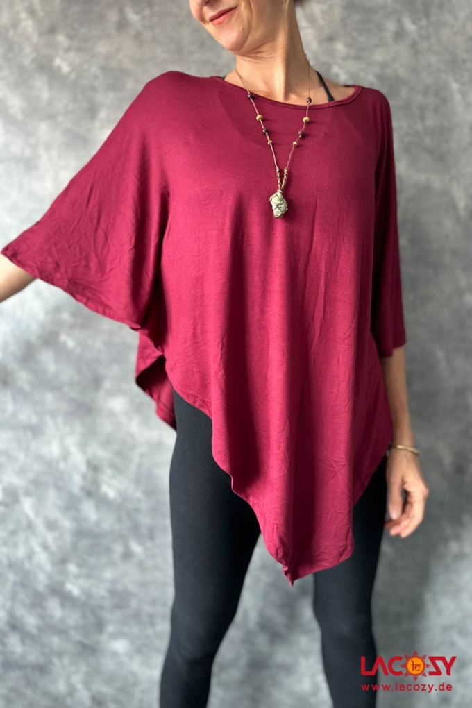 Leichtes Poncho Shirt YARA | Weinrot – Bild 3