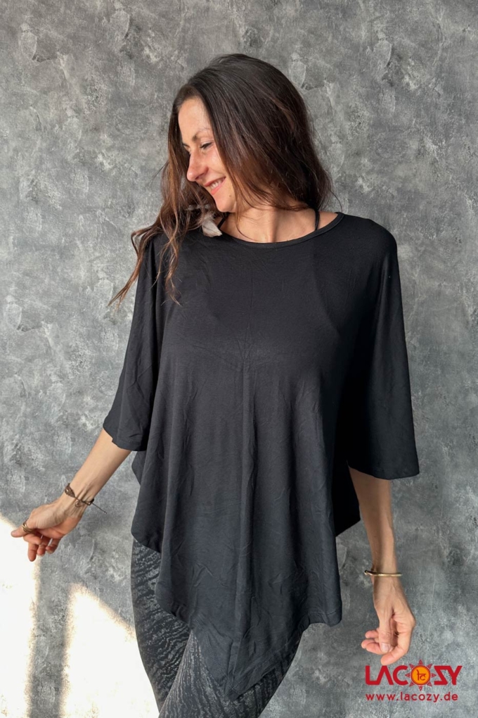 Leichtes Poncho Shirt YARA | Schwarz