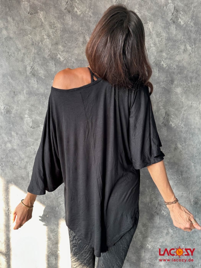 Leichtes Poncho Shirt YARA | Schwarz – Bild 6