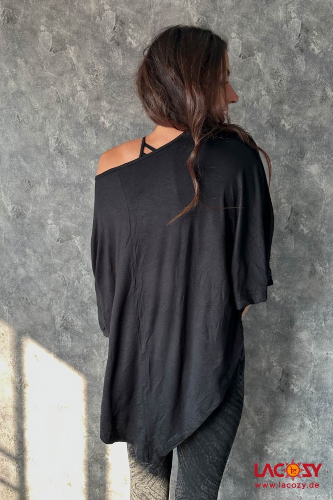 Leichtes Poncho Shirt YARA | Schwarz – Bild 2