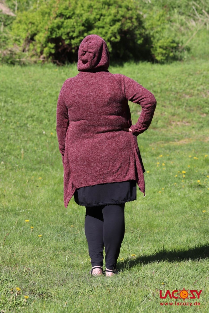 Cardigan Strickjacke SPIRITU | Bordeaux-Schwarz – Bild 4