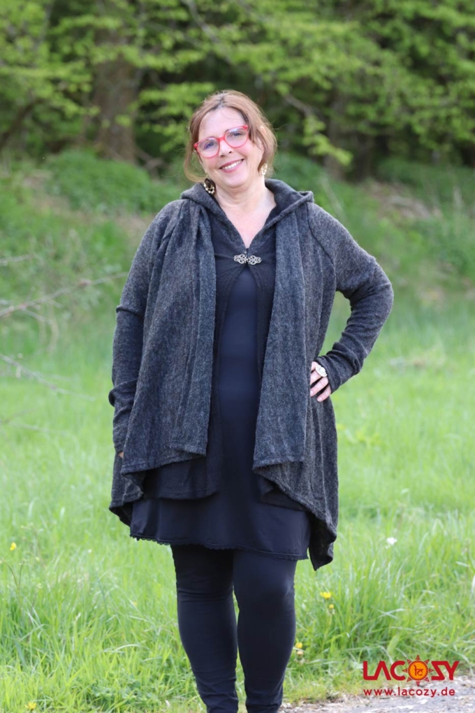 Cardigan Strickjacke SPIRITU | Grau-Schwarz