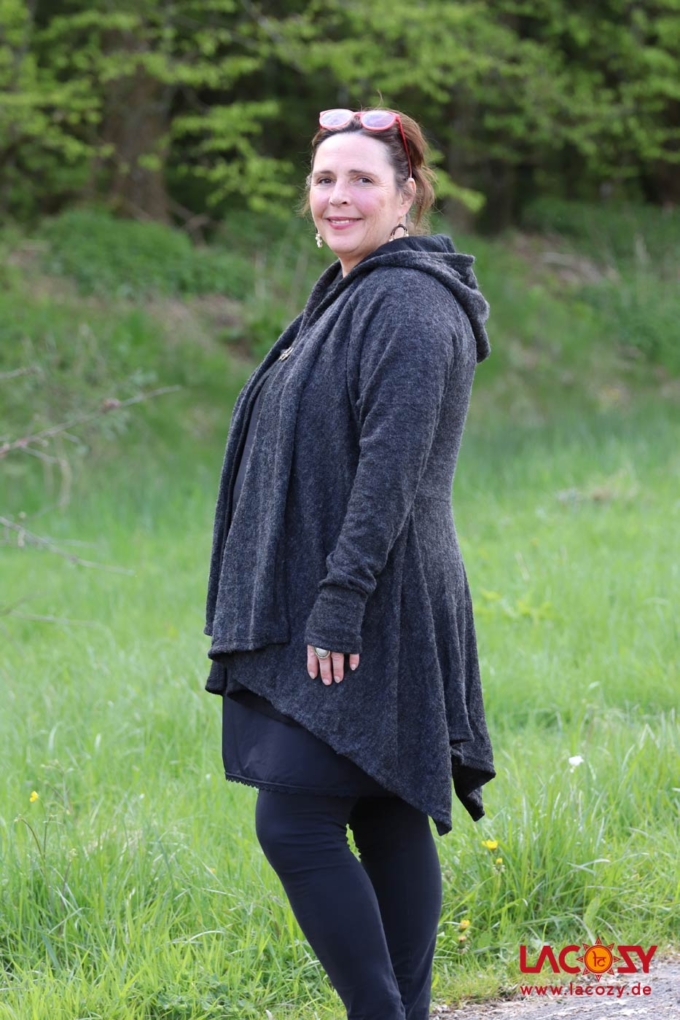 Cardigan Strickjacke SPIRITU | Grau-Schwarz – Bild 2