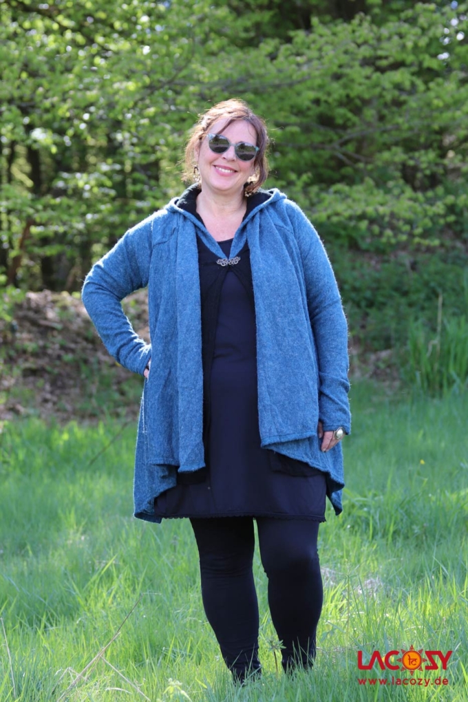 Cardigan Strickjacke SPIRITU | Petrol-Schwarz