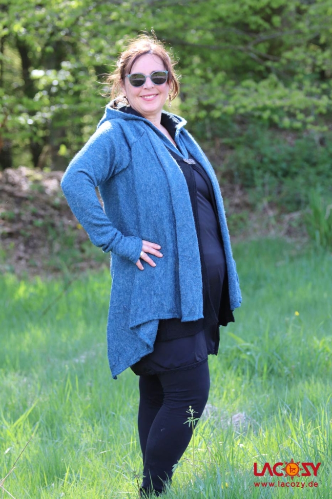 Cardigan Strickjacke SPIRITU | Petrol-Schwarz – Bild 2