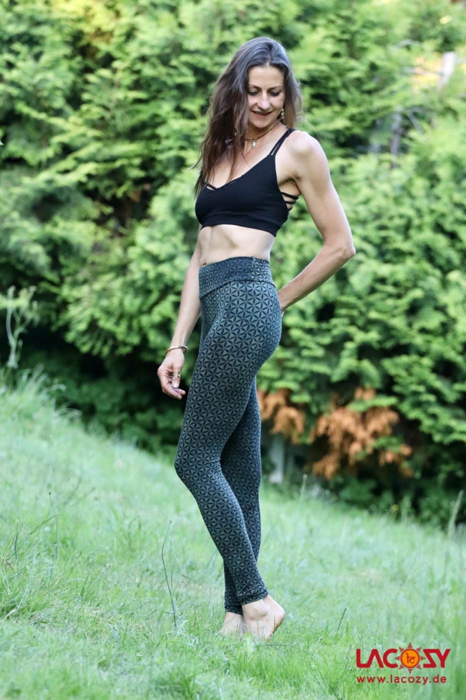 Leggins mit BLUME DES LEBENS Design | Petrol – Bild 4