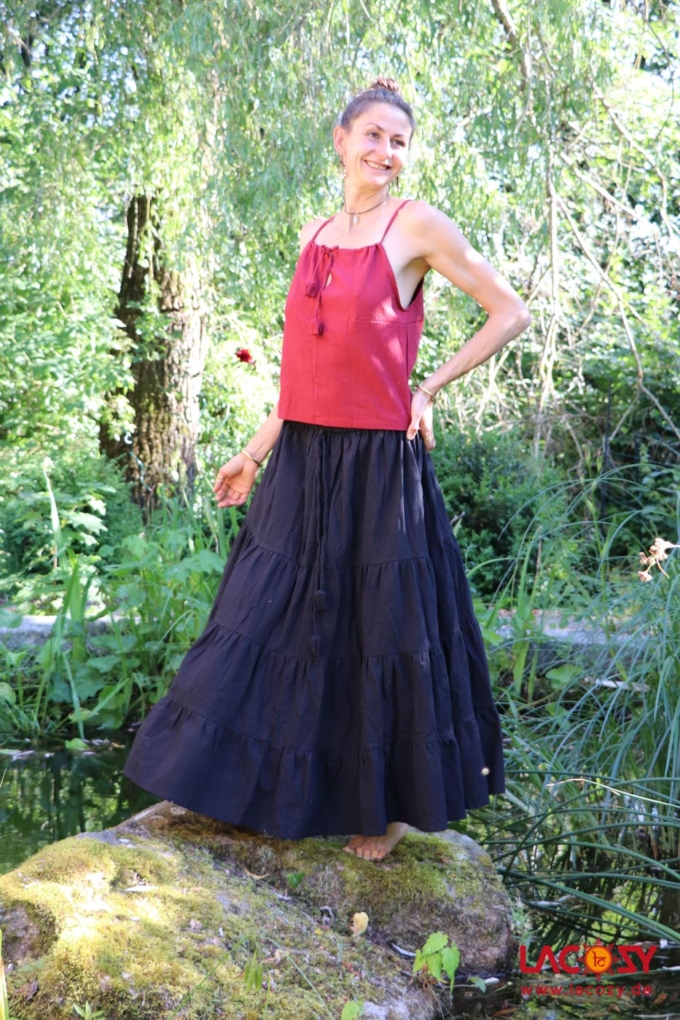 Maxirock | Boho Stufenrock DEVI | Schwarz – Bild 2