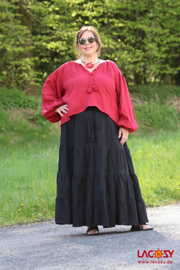 Maxirock | Boho Stufenrock DEVI | Schwarz – Bild 5