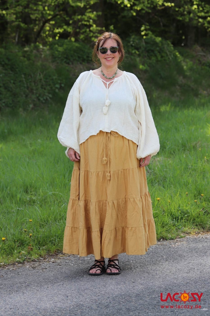 Boho Bluse LEELA aus Musselin | Creme