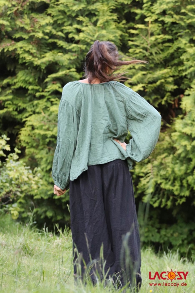Boho Bluse LEELA aus Musselin | Mint – Bild 4