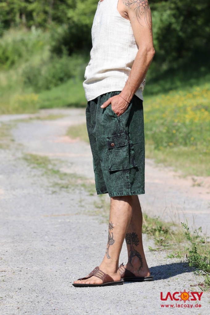 Ethno Shorts | Stonewash Grün – Bild 3