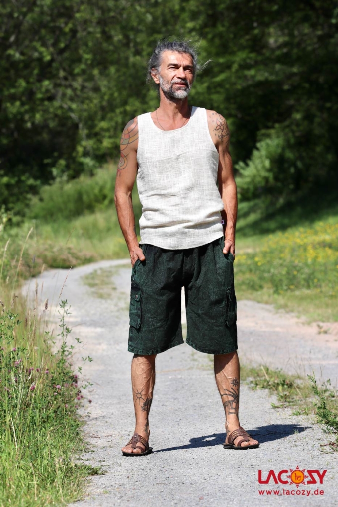 Ethno Shorts | Stonewash Grün – Bild 4