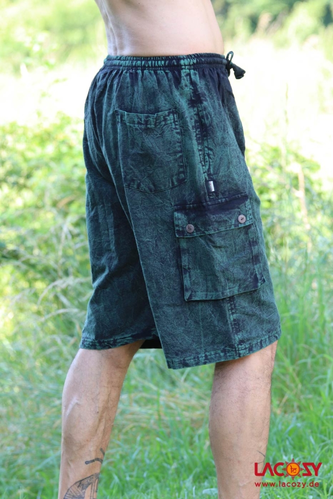 Ethno Shorts | Stonewash Grün – Bild 5