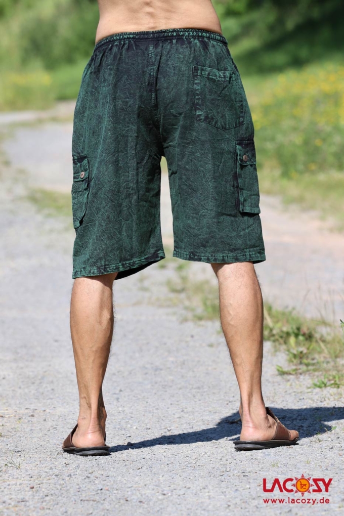 Ethno Shorts | Stonewash Grün – Bild 6