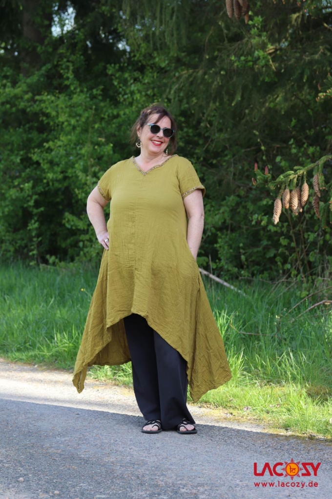Vokuhila Kleid ENYA | Gelbgrün – Bild 5