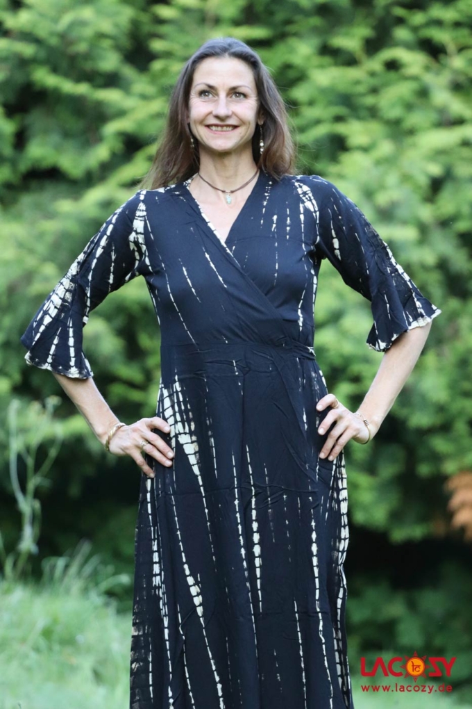 Langes Kimono Wickel Kleid im BATIK DESIGN – Bild 6